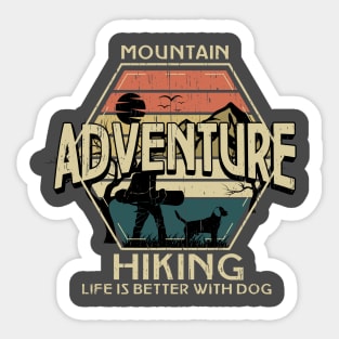 Hiking adventure Mountains distressed vintage classic outdoors design Sticker